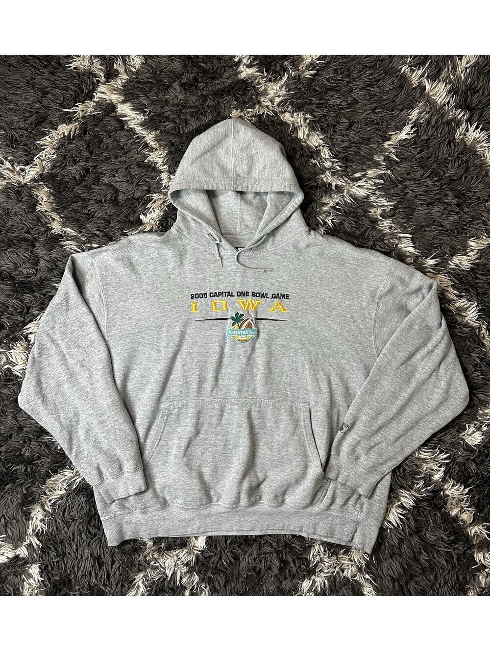 Vintage Y2K Starter Iowa Hawkeyes 2005 Capital One Bowl Hoodie Mens 2XL Gray